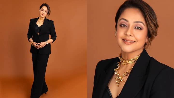 Take inspiration from Jyothika's sophisticated pantsuit look. The actress recently shared pictures from a recent award show.