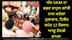 ਅੱਜ SKM ਦਾ ਵਫ਼ਦ ਰਾਹੁਲ ਗਾਂਧੀ ਨਾਲ ਕਰੇਗਾ ਮੁਲਾਕਾਤ, ਟਿਕੈਤ ਸਮੇਤ 12 ਕਿਸਾਨ ਆਗੂ ਹੋਣਗੇ ਸ਼ਾਮਲ