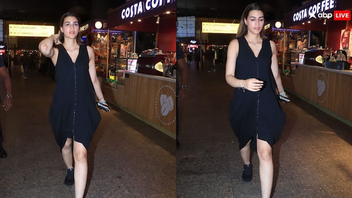 Kriti Sanon Pics: कृति सेनन को आज मुंबई एयरपोर्ट पर स्पॉट किया गया. एक्ट्रेस ग्रीस में वेकेशन मनाने के बाद घर लौट आई हैं. इस दौरान कृति काफी स्टाइलिश लुट में नजर आईं.