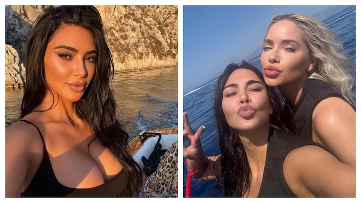 Reality TV star Kim Kardashian has shared a sneak-peek into her luxurious vacation in Greece.