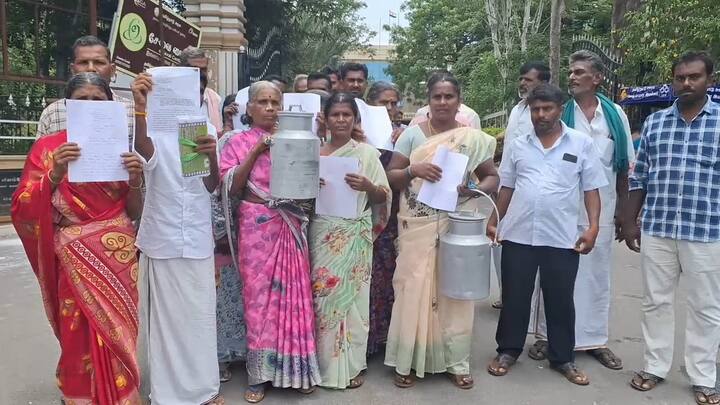 Dharmapuri : ”மாவட்ட ஆட்சியர் அலுவலக வாசலில் பாலை கொட்டிய விவசாயிகள்” ஏன் என்று தெரியுமா?