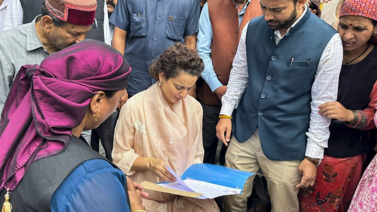 Kangana Ranaut Visits Cloudburst-Affected Areas In Himachal Malana Kullu Kangana Attacks Sukhu Govt In Himachal, Says Central Govt Aid Hasn't Reached Those Displaced By Cloudbursts