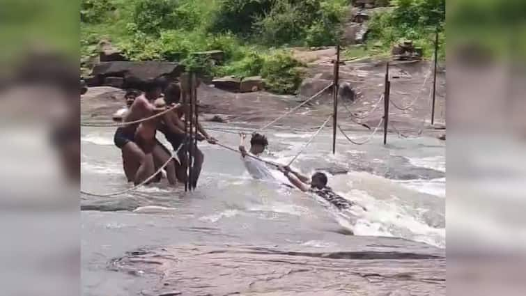 Rajasthan Bhilwara news man swept away in Menal waterfall viral video 26-Year-Old Goes Missing After Being Swept Away By Strong Currents In Rajasthan Waterfall: On Cam