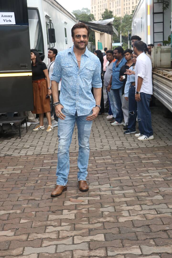 Fardeen Khan went for denim on denim look for the film's promotion.