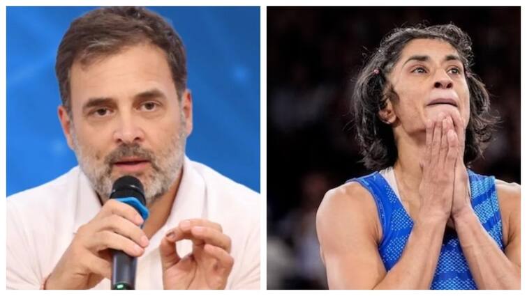 Vinesh Phogat Disqualified From Paris Olympic 2024 congress leader Rahul Gandhi post for Vinesh Phogat 'पूरा देश आपकी ताकत बनकर आपके साथ खड़ा है', ओलंपिक से बाहर हुईं विनेश के लिए राहुल गांधी का भावुक पोस्ट