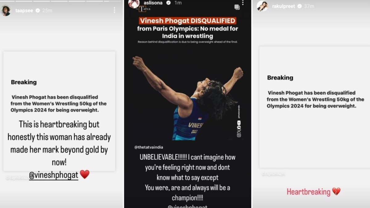 Vinesh Phogat : வினேஷ் போகத் தகுதி நீக்கம்...ஒன்றுகூடி ஆதரவு தெரிவிக்கும்  நடிகைகள்