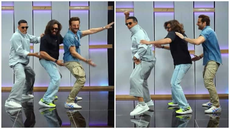 Khel Khel Mein Actors Akshay Kumar And Fardeen Khan Recreate 'Heyy Baby' Step With Riteish Deshmukh See Video Akshay Kumar And Fardeen Khan Recreate 'Heyy Baby' Step With Riteish Deshmukh, Fans Call It 'Craziest Collab Of 2024'