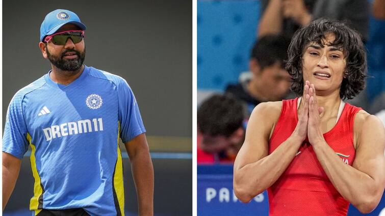 Rohit Sharma Trolled Over Fitness Vinesh Phogat Paris Olympics 2024 Disqualification Overweight Wrestling Social Media Reactions Rohit Sharma Trolled Over Fitness After Vinesh Phogat's Paris Olympics Disqualification. X User Says 'Luckily He Is Not Required To Check His Weight'