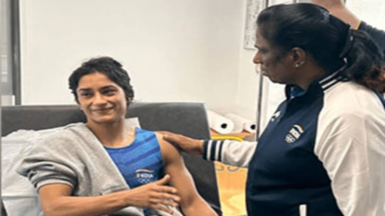 Paris Olympics 2024 IOA President PT Usha Meets Vinesh Phogat At Games Village Disqualification Women Freestyle 50kg final gold medal match Paris Olympics 2024: IOA President PT Usha Meets Vinesh Phogat At Games Village