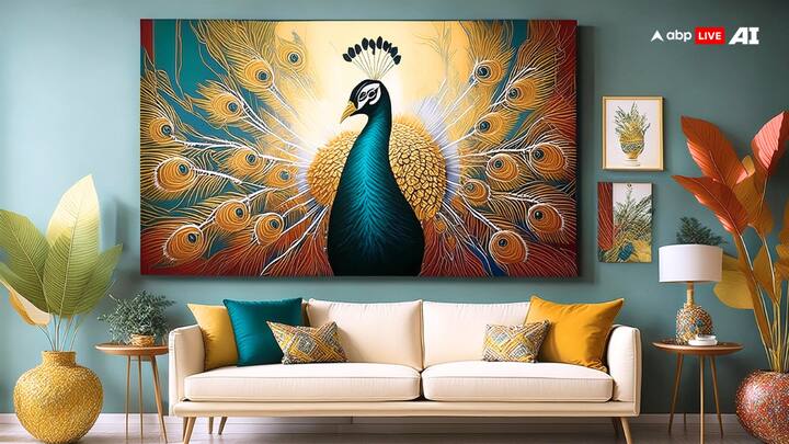 Ethnic Wall Art and Paintings: Wall art is a powerful way to introduce Indian craftsmanship into home decor. Considering paintings and prints that represent traditional Indian art forms such as Madhubani, Warli, or Pattachitra provides visual interest and narrates stories and cultural motifs passed down through generations. Hanging these pieces in a home can transform the space into a gallery of Indian heritage and creativity. (Image Source: ABP Live AI)