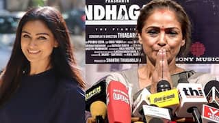 Simran becomes emotional at Andhagan Press meet after its release Simran : மீடியா முன்னாடி எமோஷனலா பேசி கையெடுத்து கும்பிட்ட சிம்ரன்... என்ன ஆச்சு அவங்களுக்கு?