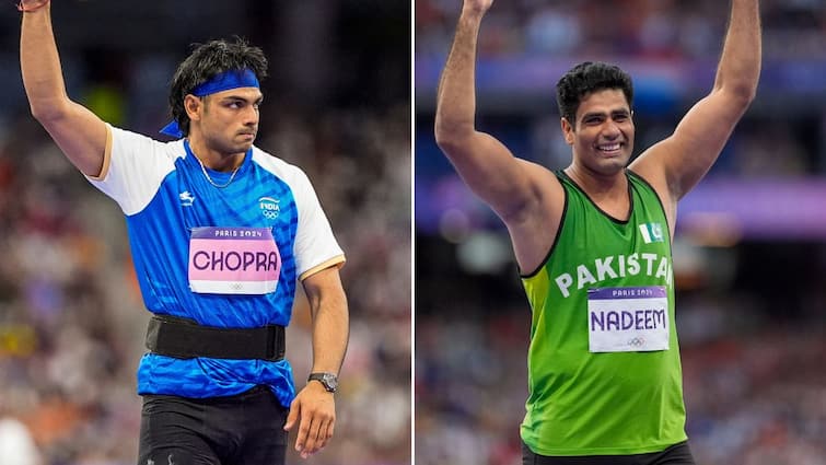 Neeraj Chopra vs Arshad Nadeem Head To Head Record Pakistan Javelin Thrower Sets Olympics Record In Paris 2024 Neeraj Chopra vs Arshad Nadeem's Head-To-Head Record After Pakistan Javelin Thrower Sets Olympics Record In Paris