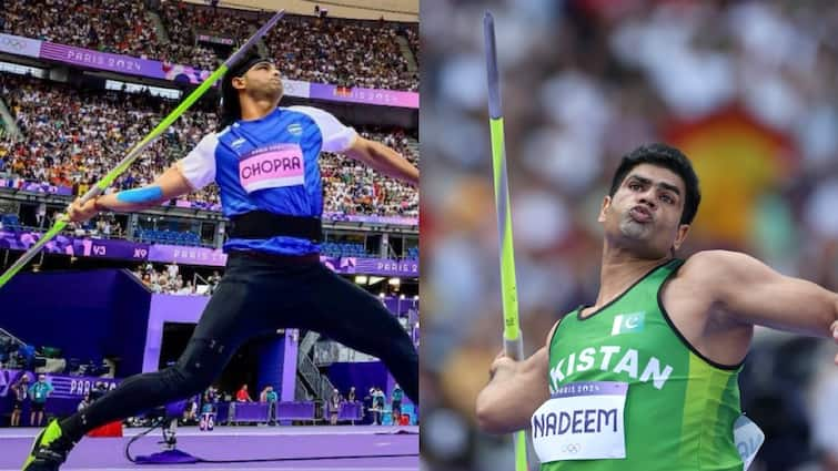 neeraj chopra wins silver medal javelin throw paris olympics 2024 pakistan arshad nadeem wins gold creates olympic record Neeraj Chopra Wins Silver: नीरज चोपड़ा गोल्ड से चूके, सिल्वर से करना पड़ा संतोष; पाक के अरशद नदीम ले गए गोल्ड