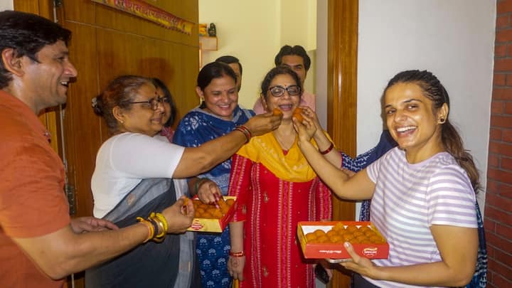 His family members were also seen celebrating after the Supreme Court granted him bail. (Image Source: PTI)