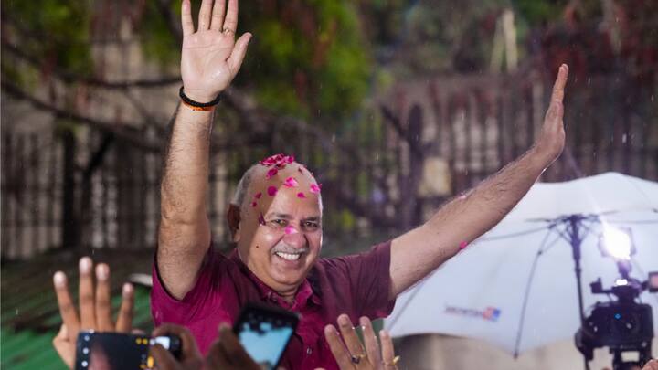 Senior AAP leader Manish Sisodia on Friday walked out of Tihar Jail after spending 17 months behind bars. (Image source: PTI)