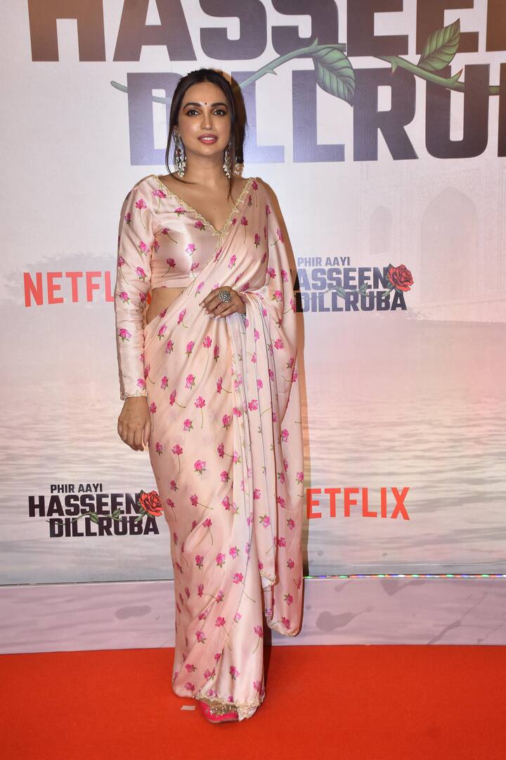 Phir Aayi Hasseen Dillruba writer Kanika Dhillon wore a floral saree for the screening.