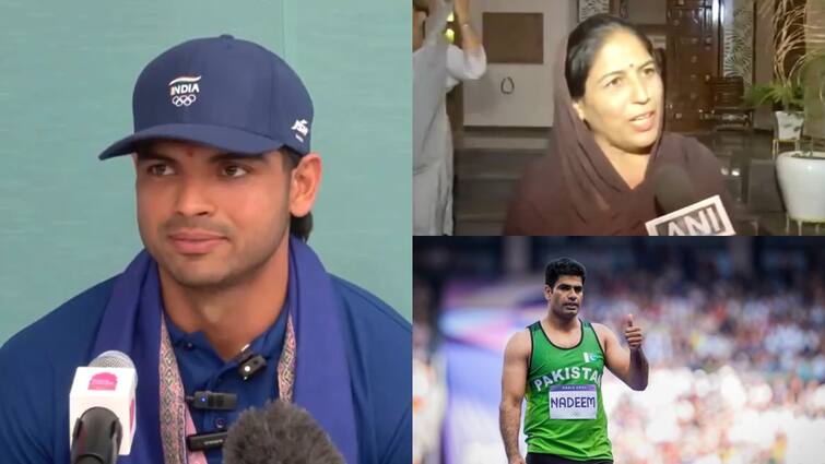 neeraj chopra reacts on his mother calling arshad nadeem son after paris olympics 2024 javelin throw gold medal win Watch: मां ने अरशद नदीम को बताया बेटा, अब नीरज चोपड़ा का आया रिएक्शन; पाक एथलीट पर दिया चौंकाने वाला बयान