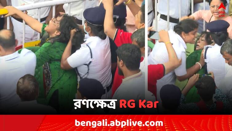 RG Kar Doctors Death Mystery Murder Case Protesters are attacked allegation against Kolkata Police RG Kar Doctor's Death: রণক্ষেত্র RG Kar, ঘুষি মেরে, চুলের মুঠি ধরে আন্দোলনকারীদের বের করল পুলিশ