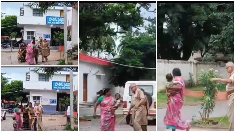 Metpally police Staff manhandled a woman at station in JAGTIAL district Jagitial News : మహిళపై లాఠీ చేసుకున్న పోలీసులు- వాట్సాప్‌లో వైరల్‌గా మారుతున్న వీడియో