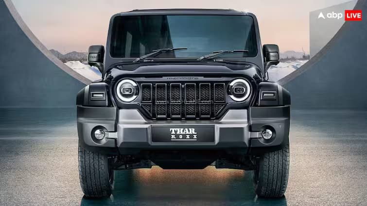 Mahindra thar roxx 5 door front look teased 15 august 2024 launching date official revealed read full article in Gujarati Mahindra Thar Roxx: મહિન્દ્રાની પાંચ દરવાજા વળી થાર આવી દેખાશે, ફ્રન્ટ લુકની પહેલી ઝલક સામે આવી