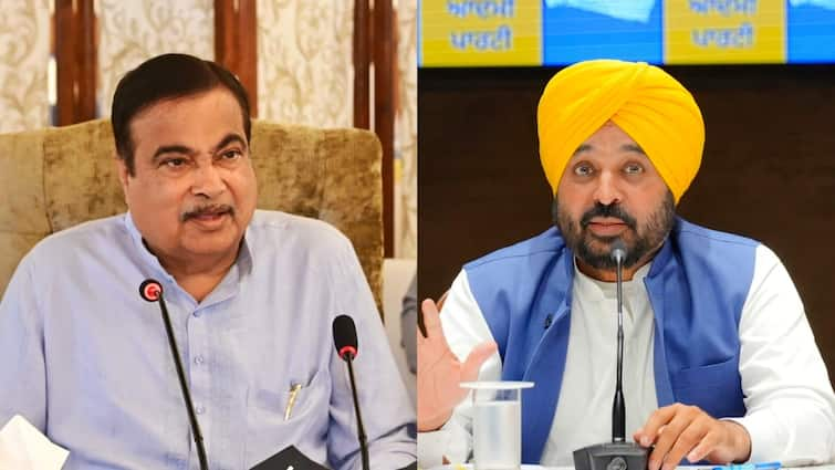 Nitin Gadkari Bhagwant Mann Punjab NHAI projects law and order AAP Gadkari Warns CM Mann Of Cancelling NHAI Projects In Punjab Over 'Worsening' Law & Order, AAP Decries 'Conspiracy'