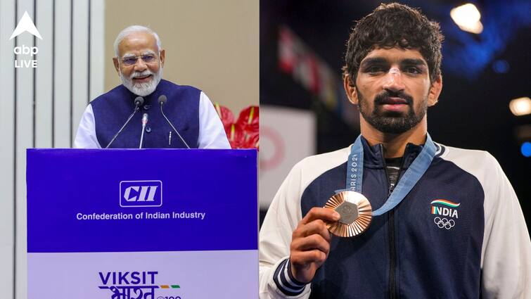 PM Modi speaks to Indian wrestler Aman Sehrawat Darian Cruz bronze medal win Paris Olympics 2024 watch video PM Modi Speaks To Olympian Aman Sehrawat After Bronze Win: 'Aapne Desh Ko Bohot Diya Hai' — WATCH