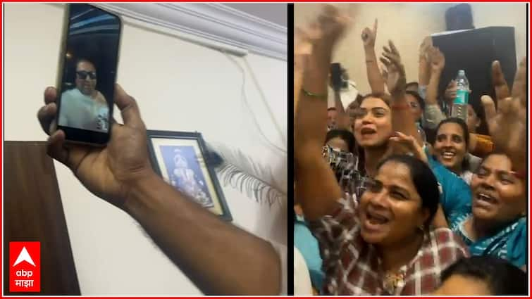 Thane Shiv Sena Vs MNS Rada Activists protesting against Uddhav Thackeray in Thane made a video call to MNS Raj Thackeray Video ठाण्यातील राड्यानंतर कार्यकर्त्यांचा राज ठाकरेंना व्हिडीओ कॉल; मनसैनिकांचा पोलीस स्थानकात जल्लोष