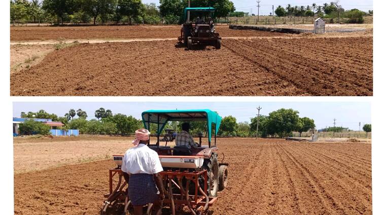 Farmers who have started the work of sowing groundnuts ஆடிப் பட்டம் தேடி பார்த்து... விதைக்கணும்-நிலக்கடலை விதைப்பு பணியை துவங்கிய விவசாயிகள்
