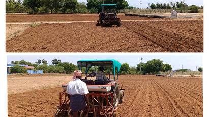 Farmers who have started the work of sowing groundnuts ஆடிப் பட்டம் தேடி பார்த்து... விதைக்கணும்-நிலக்கடலை விதைப்பு பணியை துவங்கிய விவசாயிகள்