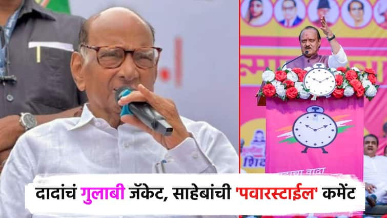 NPC Leader Sharad pawar critics on Ajit Pawar pink jacket and colorfull policy of ncp in pune Video: अजित पवारांचे गुलाबी जॅकेट, पुतण्याच्या बदलत्या रंगावरुन काकांचा टोला, एकच हशा पिकला