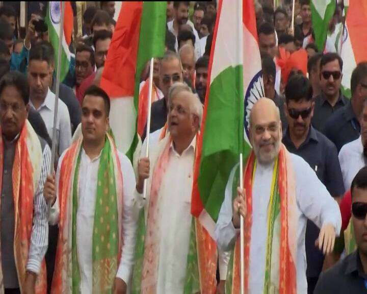 BJP Tiranga Yatra Stars in Ahmedabad city by the central minister Amit Shah 15th august, independence day 2024 Tiranga Yatra: ભાજપનું 'હર ઘર તિરંગા અભિયાન', અમિત શાહે અમદાવાદમાં કરાવ્યું તિરંગા યાત્રાનું ફ્લેગ ઓફ