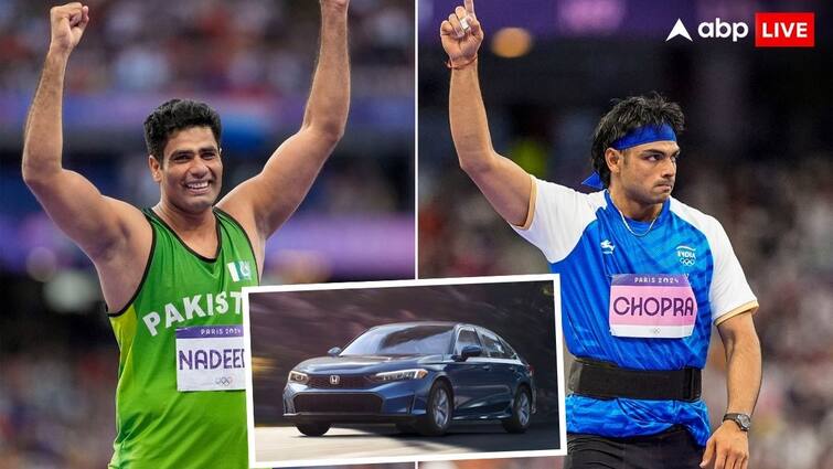 Neeraj Chopra car price Pakistan athlete Arshad Nadeem Honda Civic Car price in India Paris Olympic gold medalist नीरज चोपड़ा के पास 2 करोड़ की कार, तो अरशद नदीम को मिली गाड़ी की क्या है भारत में कीमत?