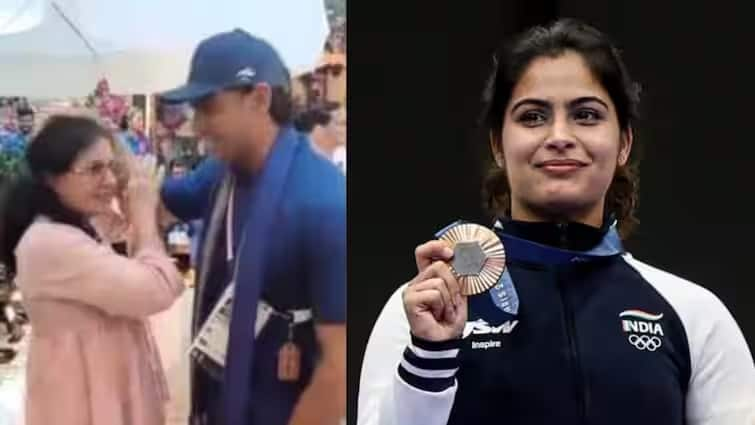 Video Watching of Neeraj Manu neeraj chopra manu bhaker mother chat video goes viral social media fan claims what she said to neeraj chopra Watch: મનુ ભાકરની માં અને નીરજ ચોપડાની વચ્ચે શું થઇ વાતચીત ? ખુલી ગયુ સૌથી મોટુ રાજ, તમે પણ જાણી લો