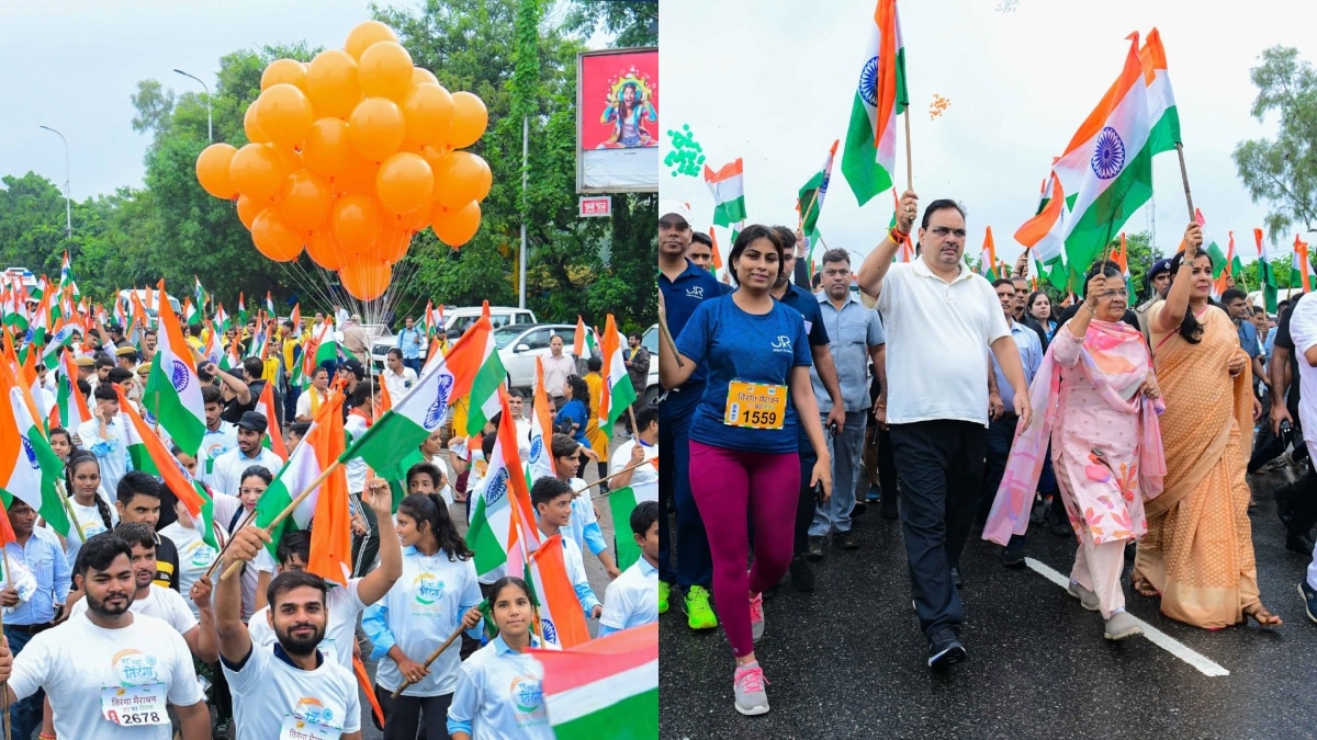 जयपुर में तिरंगा मैराथन यात्रा में शामिल हुए CM भजनलाल शर्मा, बड़ी संख्या में लोगों ने लिया भाग, देखें तस्वीरें