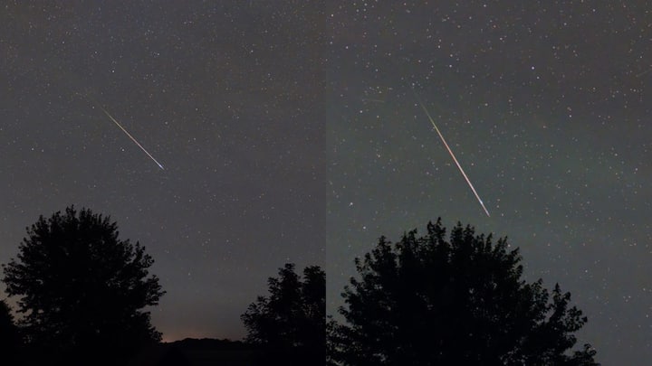 Perseid Meteor Shower: सोमवार को पूरी दुनिया में एक अनोखी चीज आसमान में देखी गई. यह एक पर्सिड उल्का बौछार थी. यह खगोलीय घटना आसमान में एक खूबसूरत नजारा दिखा रही थी.