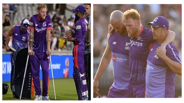 Ben Stokes Suffers Major Injury Carried Off The Pitch By Teammate watch video Watch Video: அச்சச்சோ! ஊன்று கோல் உதவியுடன் நடக்கும் பென் ஸ்டோக்ஸ் - பதறிய ரசிகர்கள்