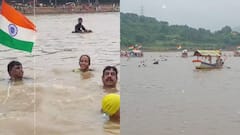 Watch: जबलपुर में लोगों ने नर्मदा नदी में तैरकर निकाला तिरंगा यात्रा, लगाए वंदे मातरम के नारे