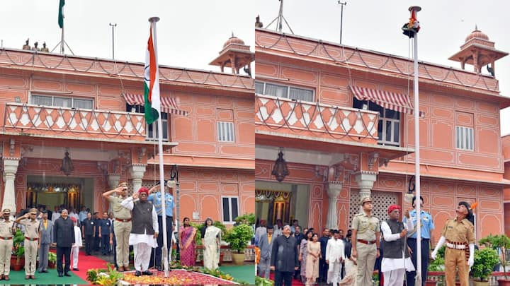 Independence Day 2024 Celebration: राजस्थान के राज्यपाल हरिभाऊ बागड़े ने 78वें स्वतंत्रता दिवस के अवसर पर आरएसी जवान की सलामी ली और स्कूली बच्चों को पुरस्कृत किया.