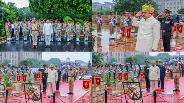 Happy Independence Day 2024: राजस्थान के मुख्यमंत्री भजनलाल शर्मा ने जयपुर में ध्वजारोहण किया. इसके पहले सीएम भजनलाल ने अमर जवान ज्योति पर पुष्पचक्र और दो मिनट का मौन रहकर शहीदों को श्रद्धांजलि दी.