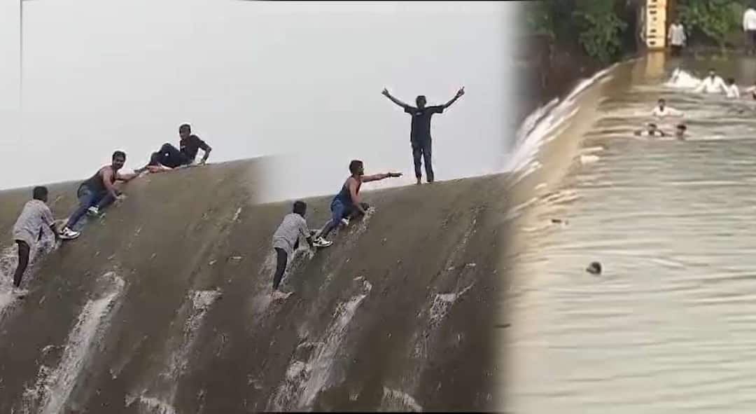 Makardhokada Dam Accident in Nagpur A young man fell into the lake and died of drowning on the spot The incident happened on Independence Day marathi news Nagpur News : तलावाच्या सांडव्यावर उभं राहून स्टंटबाजी करणं तरुणाला भोवलं; क्षणात झालं होत्याचं नव्हतं 