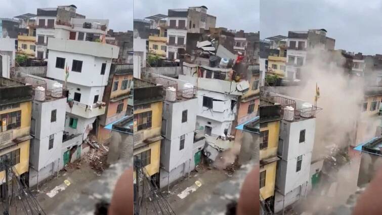 The building collapsed like a pack of cards in no time, Jaipur was in a bad condition due to rain; watch the video ਮੀਂਹ ਦਾ ਕਹਿਰ: ਮਿੰਟਾਂ 'ਚ ਢਹਿ ਢੇਰੀ ਹੋ ਗਈ ਬਹੁਮੰਜ਼ਿਲਾ ਇਮਾਰਤ, ਵੀਡੀਓ ਆਈ ਸਾਹਮਣੇ