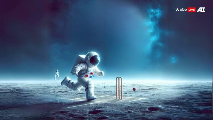 चांद पर पृथ्वी की तुलना में चांद पर गुरुत्वाकर्षण बेहद कम है, लिहाजा वहां रन लेना आपके लिए मुश्किल भरा होगा. लेकिन एआई ने जो तस्वीर जनरेट की है उसमें खिलाड़ी आसानी से रन के लिए भागते हुए दिखाई दे रहा है.