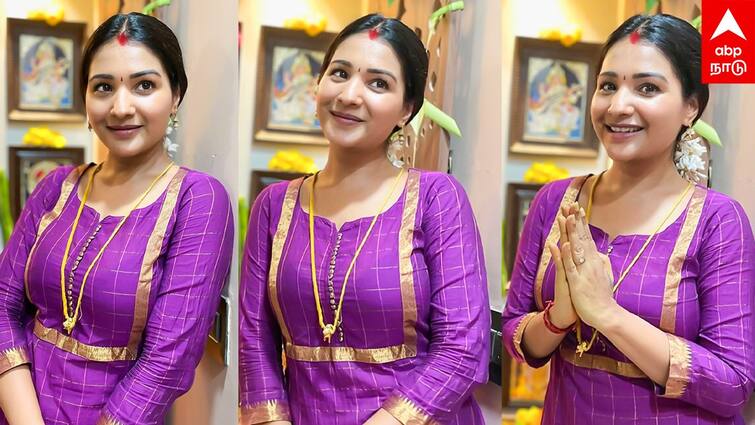 Sharanya Turadi Pandian Stores Thanga mayil posted varalakshmi pooja stills முதல் வரலஷ்மி பூஜை. தெரிஞ்ச வரைக்கும் கும்பிட்டாச்சு.. பாண்டியன் ஸ்டோர்ஸ் தங்கமயில் போஸ்ட்