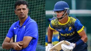 Samit Dravid Six : राहुल द्रविडचा पोरगाही क्रिकेटमध्ये करणार धमाका? डिव्हिलियर्ससारख्या स्फोटक शैली ठोकतोय षटकार - Video