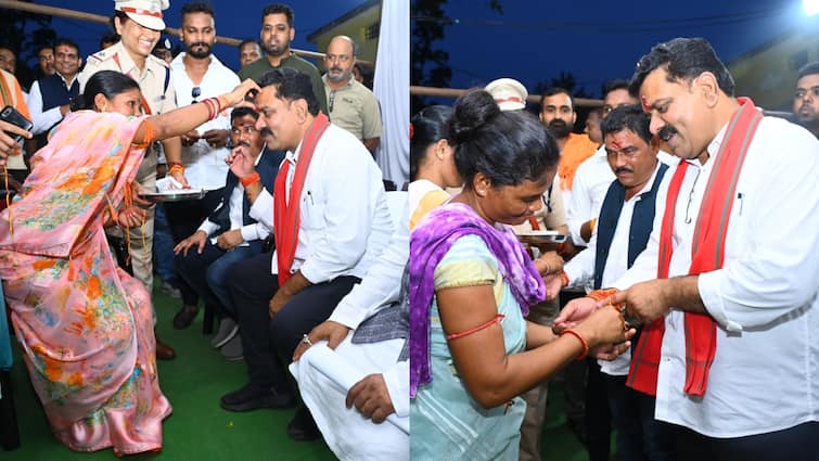 Chhattisgarh Deputy CM Vijay Sharma Bastar Visit tied Rakhi to surrendered female Naxalites ANN Bastar: डिप्टी CM विजय शर्मा ने नक्सलियों के गढ़ में लगाई चौपाल, सरेंडर कर चुकी महिला नक्सलियों से बंधवाई राखी