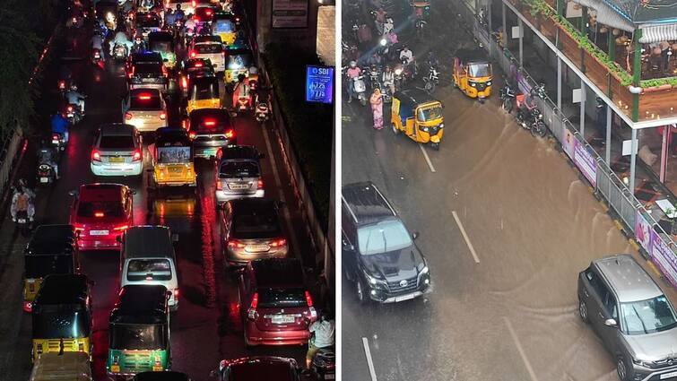 Heavy rains in Hyderabad leads to massive traffic jam in various places Hyderabad News: హైదరాబాద్‌ను ముంచెత్తిన వాన - భారీగా ట్రాఫిక్ జామ్, రాత్రికి మరింత తీవ్రం!