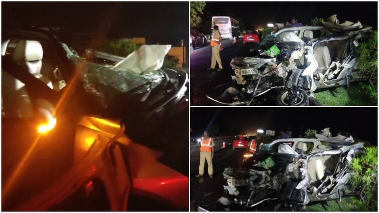 villupuram news Father and son killed in car accident near Tindivanam - TNN லாரி மீது கார் மோதியதில் சென்னையை சேர்ந்த இருவர் உயிரிழப்பு - தூக்க கலக்கத்தால் நேர்ந்த சோகம்