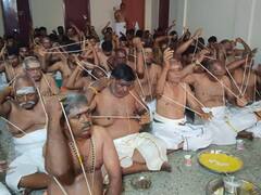 ஆவணி அவிட்டம்; கரூர் விஸ்வகர்மா சித்தி விநாயகர் ஆலயத்தில் பூணூல் போட்ட 100 பேர்