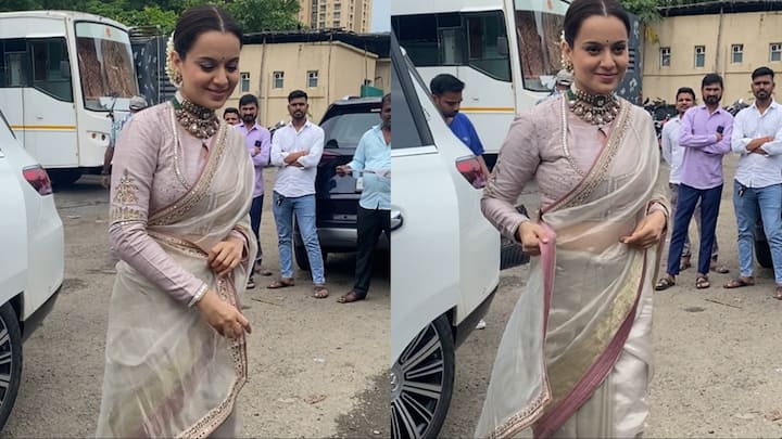 Kangana Ranaut Saree Look: बॉलीवुड एक्ट्रेस और बीजेपी सांसद कंगना रनौत इन दिनों अपनी अपकमिंग फिल्म 'इमरजेंसी' को लेकर चर्चा में बनी हुई है. जो जल्द ही बड़े पर्दे पर दस्तक देगी.