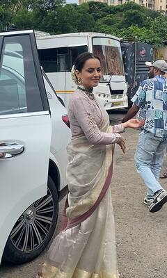 माथे पर बिंदी...बालों में गजरा, महारानी की तरह सजधज कर ‘लाफ्टर शेफ’ में पहुंचीं कंगना रनौत, लुक पर फिदा हुए फैंस